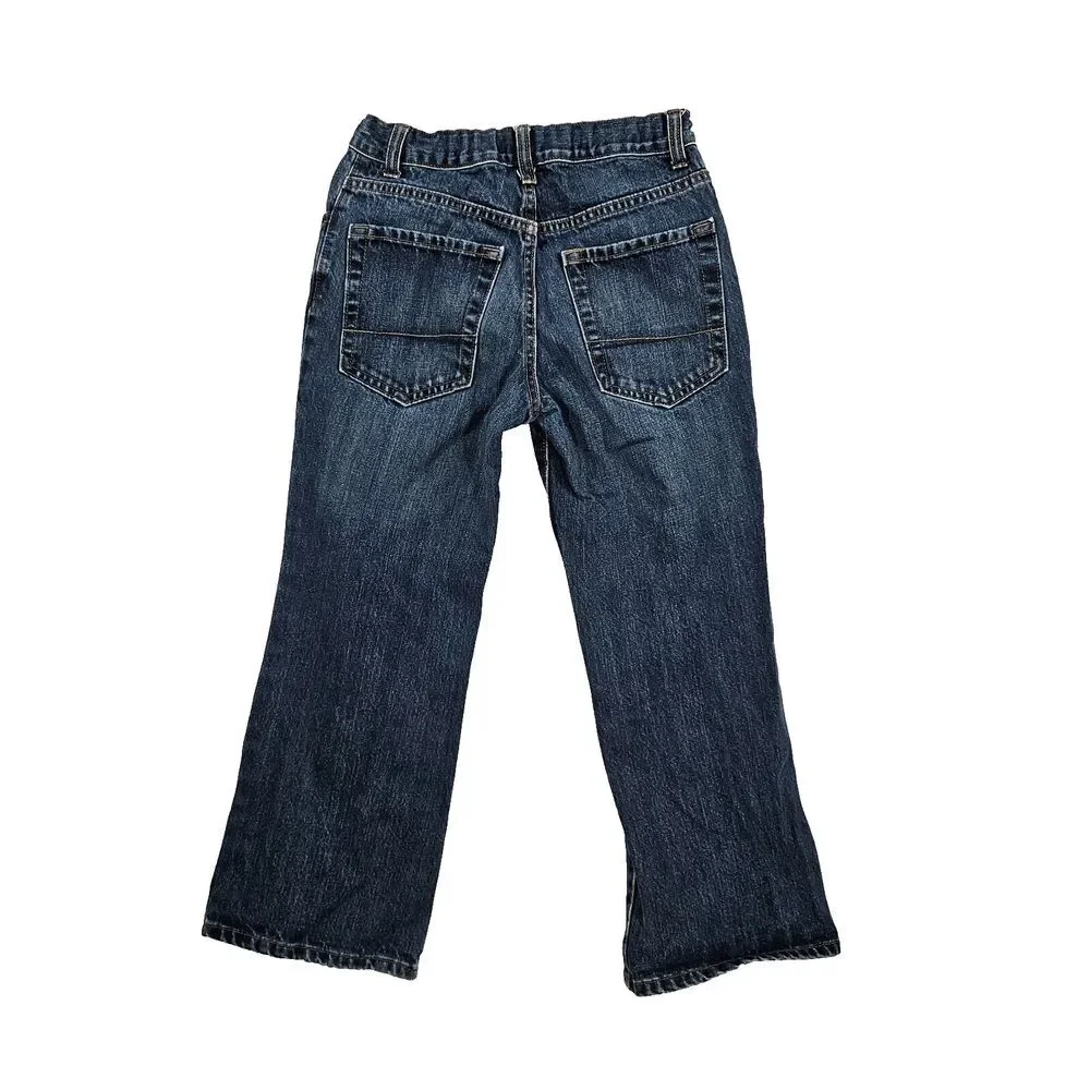 Old Navy Boot-Cut Jeans Denim Whisker Dark Wash Blue Kids Boys Size‎ 10 (28x23)